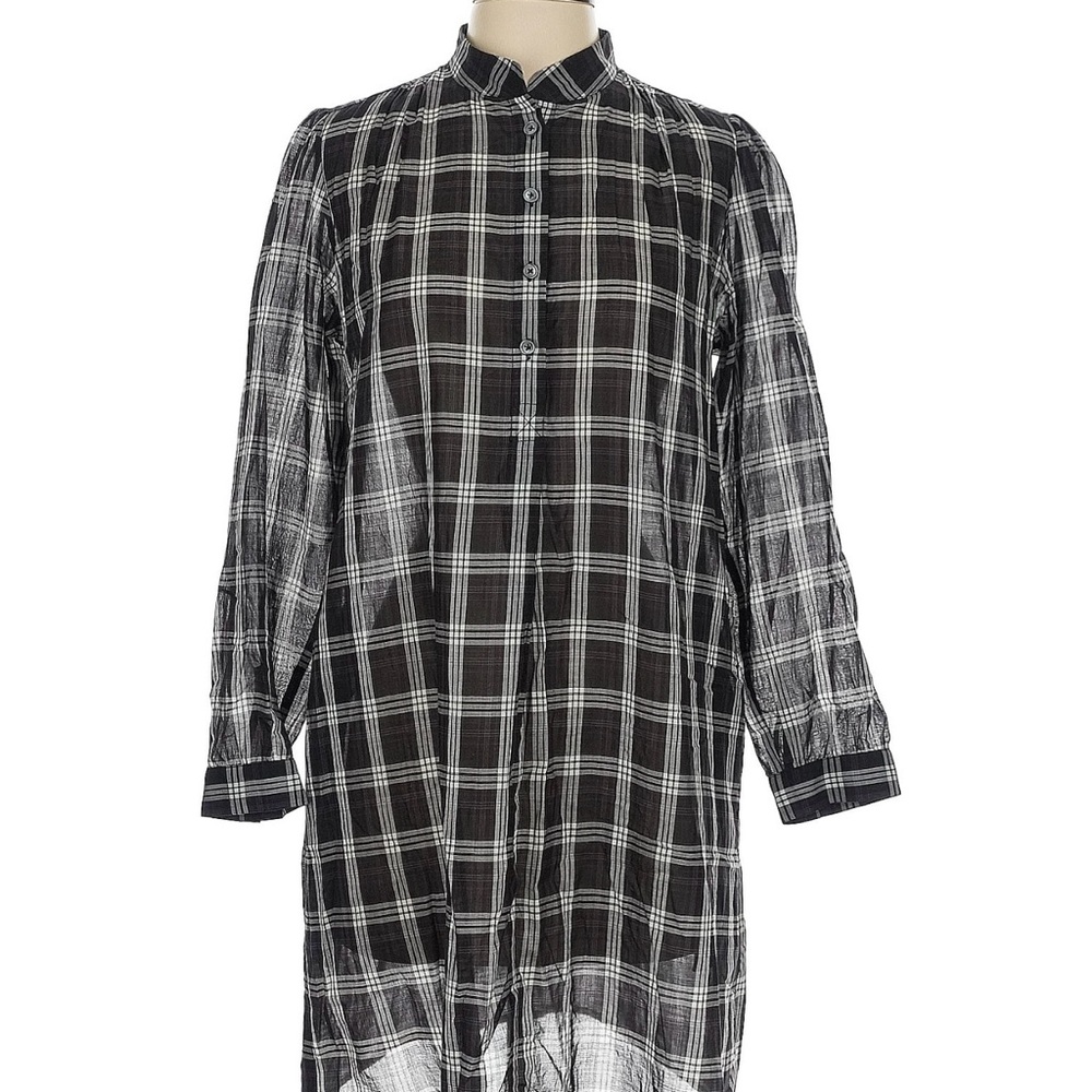 Marc Jacobs Black and White Checkered Tunic Long Blouse